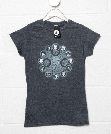 All 12 Doctors Clock Face Womens Fitted T-Shirt 8Ball